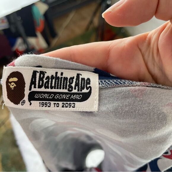 A Bathing Ape Bape Camo Logo Cropped High Low Top - Picture 7 of 8